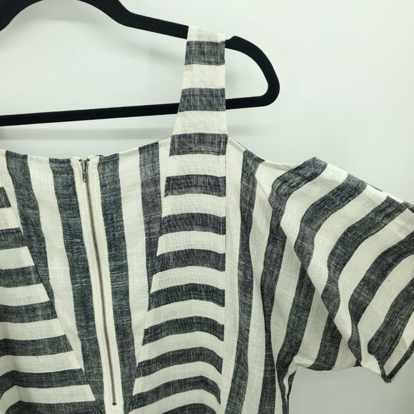 NWT Soft Surroundings Striped Linen-Blend Cold Shoulder Sunset Tunic Top M - Picture 13 of 16